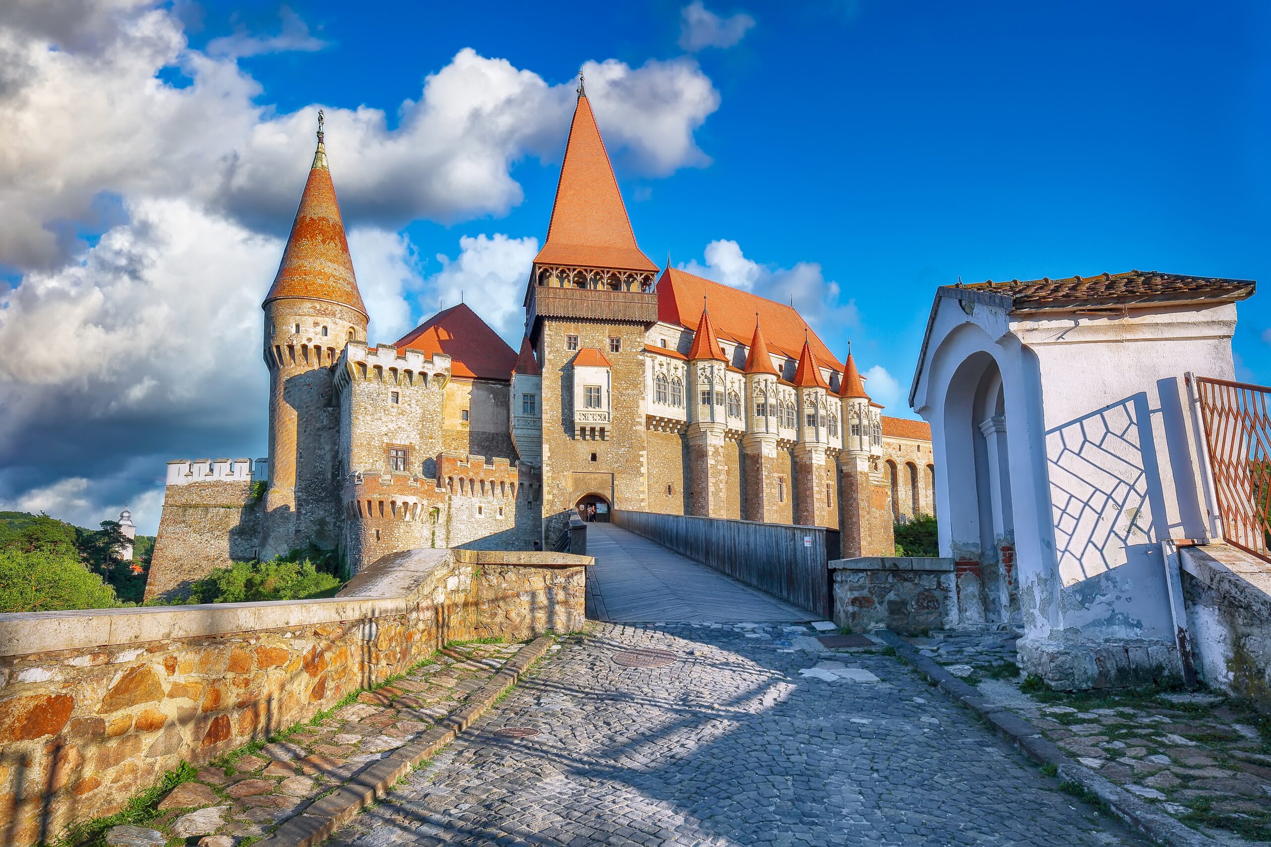 Aerial view of Black Church in Brasov